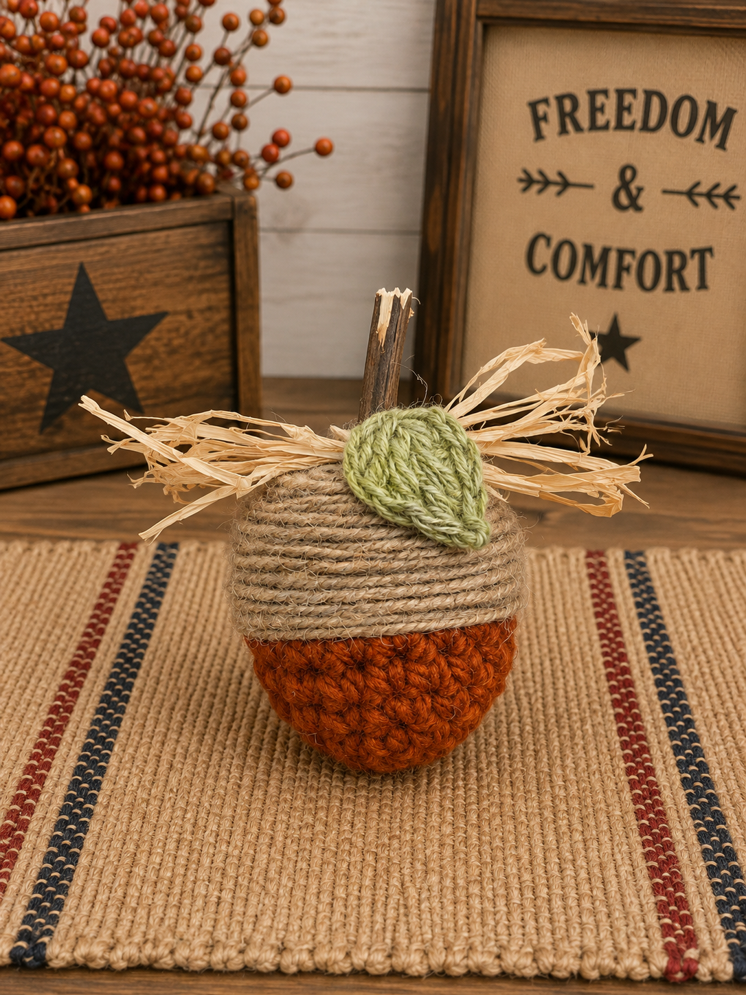 Handmade Primitive Crochet Acorns – Rustic Fall Bowl Fillers