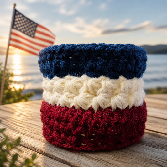 Handmade Patriotic Storage Basket Sm